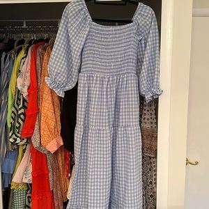 Blue gingham dress